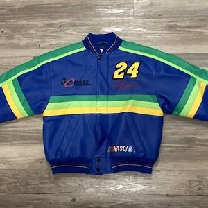 Vintage Jeff Gordon Chase Authentics Faux Leather Jacket Youth L 12-18 NASCAR